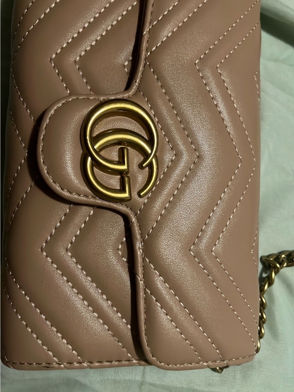 GG-Style Quilted Crossbody Bag - Mauve Taupe